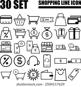 Shopping Icons Set E-commerce Icon Collection Online Shopping Thin Line Icons Shop Icons Vector