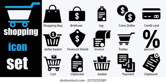 Shopping  icons set. E-Commerce, Shopping, Shop, Payment flat icon. E-Business and Online Shopping symbols. Vector