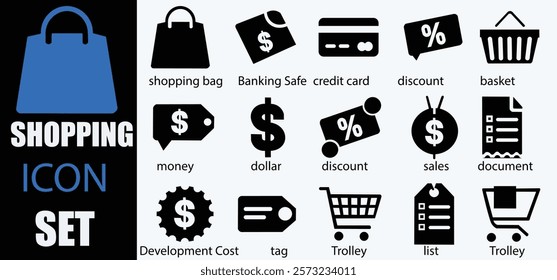 Shopping  icons set. E-Commerce, Shopping, Shop, Payment flat icon. E-Business and Online Shopping symbols. Vector