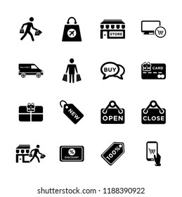 Shopping Icons Set - Shopping and e-commerce icons vector illustration set black