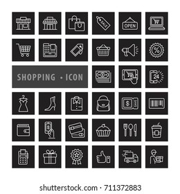 Shopping icons set, E-commerce, Vector illustration