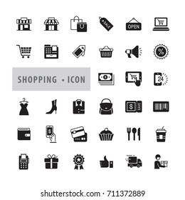 Shopping icons set, E-commerce, Vector illustration