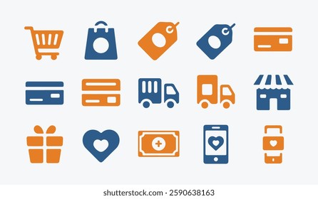 Shopping Icons Set. Editable vector icon. Perfect for web and app interfaces, presentations, info graphics, etc. 
