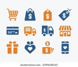 Shopping Icons Set. Editable vector icon. Perfect for web and app interfaces, presentations, info graphics, etc. 
