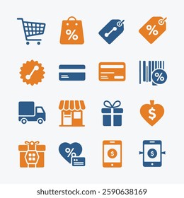 Shopping Icons Set. Editable vector icon. Perfect for web and app interfaces, presentations, info graphics, etc. 
