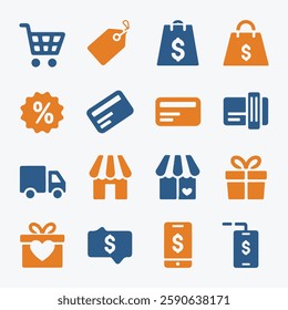 Shopping Icons Set. Editable vector icon. Perfect for web and app interfaces, presentations, info graphics, etc. 

