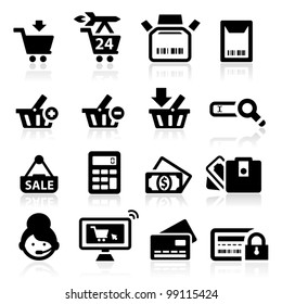 Shopping icons set elegant series