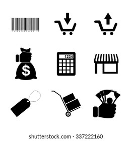 Shopping icons set. Flat design style eps