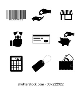 Shopping icons set. Flat design style eps