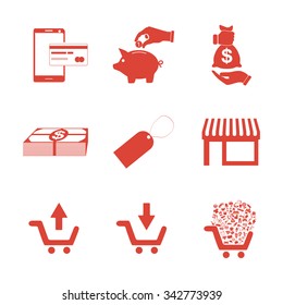 Shopping icons set. Flat design style eps