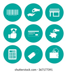 Shopping icons set. Flat design style eps