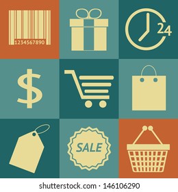 Shopping icons set. Illustration eps 10