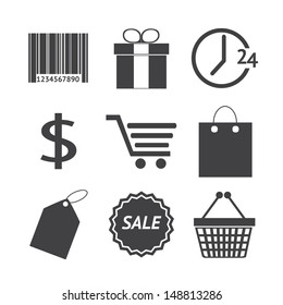 Shopping icons set. Illustration eps 10