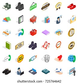 Shopping icons set. Isometric style of 36 shopping vector icons for web isolated on white background