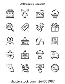 Shopping Icons Set, line icon, Vector illustration