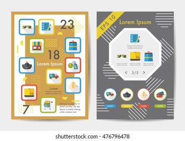 Shopping icons set with long shadow,eps10