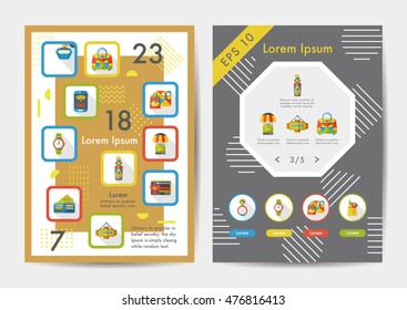 Shopping icons set with long shadow,eps10