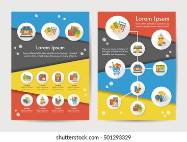 Shopping icons set with long shadow,eps10