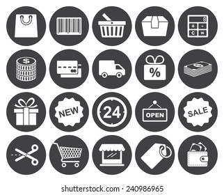 Shopping icons set (modern flat design)