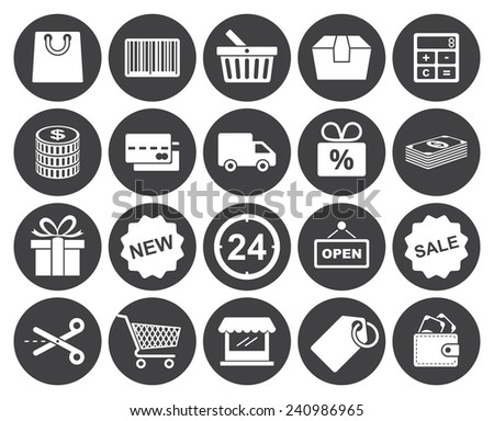 Shopping icons set (modern flat design)