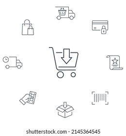 Shopping Icons Set . Shopping Pack-Symbol-Vektorelemente für Infografik-Web