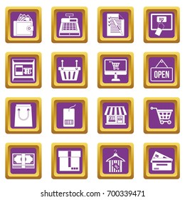 Shopping icons set in purple color isolated vector illustration for web and any design