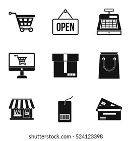 Shopping icons set. Simple illustration of 9 shopping vector icons for web