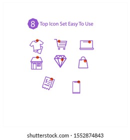 shopping icons set, thin line, purple color. e-commerce,minilal, online