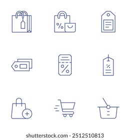 Shopping icons set. Thin Line style, editable stroke. tag, sales, label, ticket.