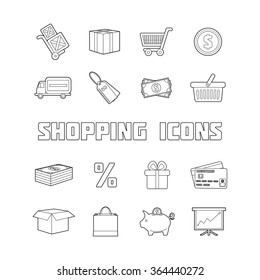 Shopping Icons Set. Thin Line Icons Vector Illustration