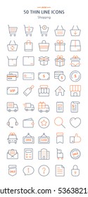 Shopping icons set. Thin line icons.