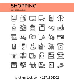 Shopping Icons Set. UI Pixel Perfect Well-crafted Vector Thin Line Icons. The illustrations are a vector.