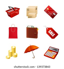 Shopping icons set. Vector