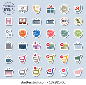 Shopping icons set. Vector