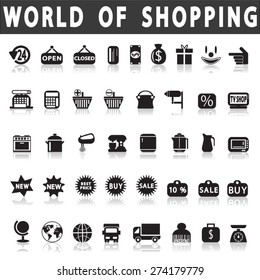 Shopping icons set. Vector