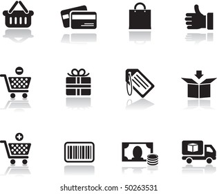 Shopping icons set. Vector design.