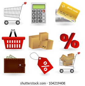 Shopping icons set. Vector illustration