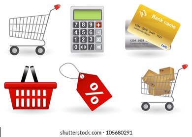 Shopping icons set. Vector illustration