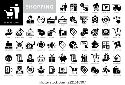 Shopping icons set. Vector illustration