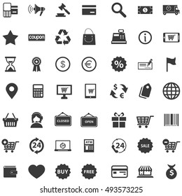 Shopping icons set. Vector illustration black flat icons