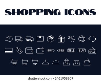 Shopping Icons set Vector. Online Shopping illustration icons. shopping bag, shopping cart vector online order icons vector