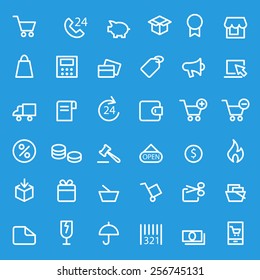 Shopping icons, simple and thin line design