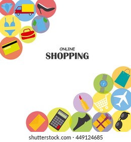 shopping icons. space for text