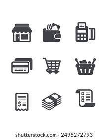 Shopping Icons stock illustration, Shopping malls, retail icons set stock illustration