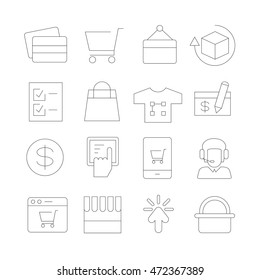 shopping icons, thin line