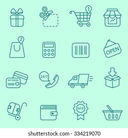 Shopping-Icons, Thin-Line-Design
