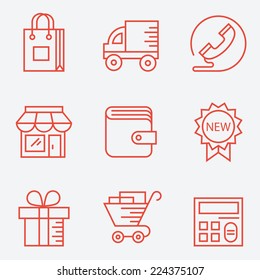 Shopping icons Ã¢Â?Â? thin line style, modern flat design
