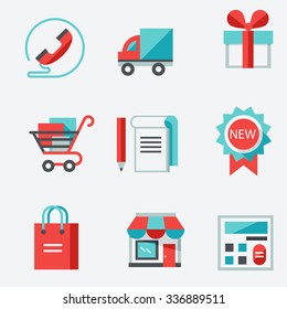 Shopping icons , thin line style, modern flat design