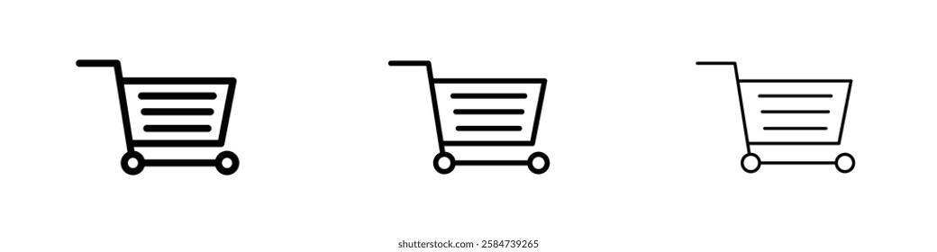 Shopping icons in three different stroke lines