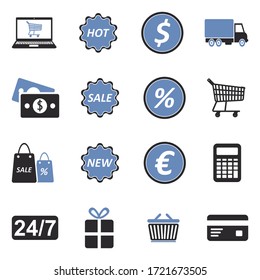 Shopping Icons. Two Tone Flat Design. Vector Illustration.